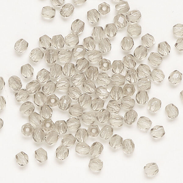 Bead, fire-polished, glass, pkg/100, translucent smoky grey, 3mm faceted round. image number 0