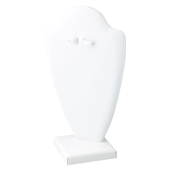 Display, necklace and earring, leatherette, white, 10 x 5-1/2 x 5 inches, VELCRO®-style tab on back. Sold individually. image number 0