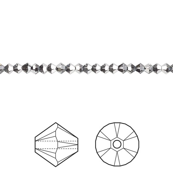 Bead 48pk crystal light chrome, Crystal Passions® 3mm bicone 5328 image number 0