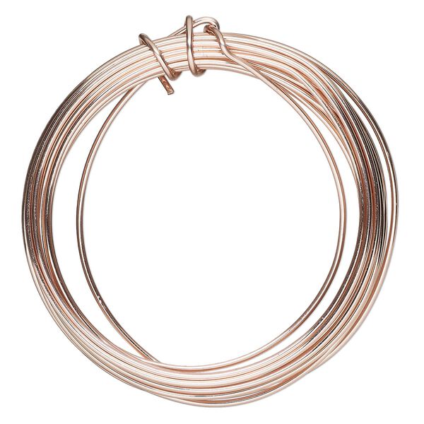 Wire, ParaWire™, rose gold-finished copper, round, 16 gauge. Sold per 15-foot section. image number 0