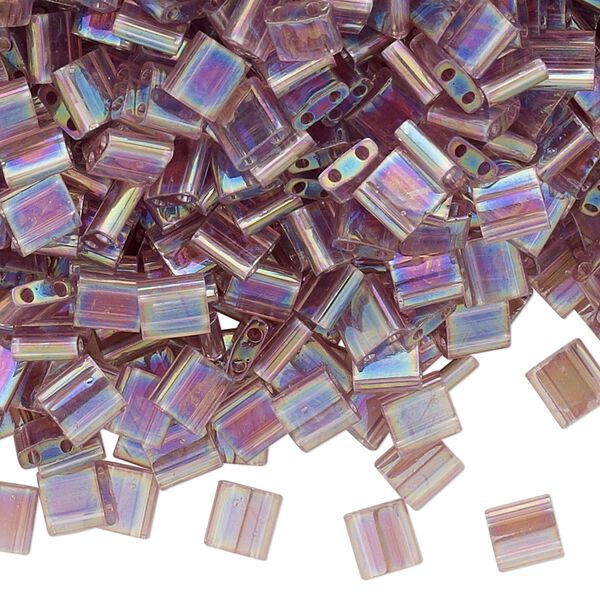 Seed bead, TILA®, glass, pkg/250g, 5mm full tila square, translucent rainbow light amethyst, (TL-256). image number 0