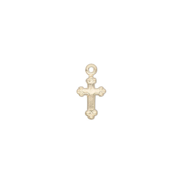 Drop, 14Kt gold-filled, 11x7mm cross. Sold per pkg of 2. image number 0