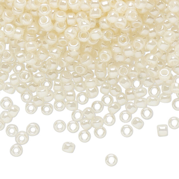 Seed bead, TOHO BEADS®, glass, pkg/250g, #8 round, opaque ceylon light ivory (TR-08-147). image number 0