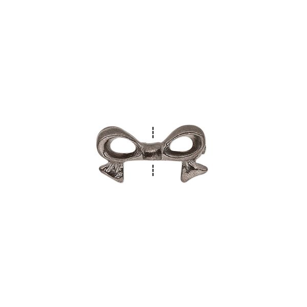 Bead, gunmetal-plated pewter (tin-based alloy), 16x9mm bow, fits 8mm cube. Sold per pkg of 4. image number 0