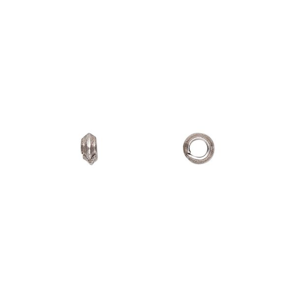 Bead, Hill Tribes, antiqued sterling silver, 4x2mm rondelle. Sold per pkg of 12. image number 0