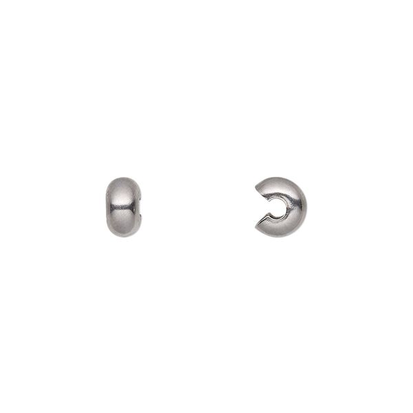 Crimp cover, stainless steel, 5mm round. Sold per pkg of 100. image number 0