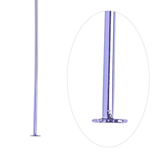 Head pin, electro-coated brass, purple, 2 inches, 21 gauge. Sold per pkg of 10. image number 0