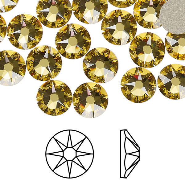 Flat back 144pk light topaz foil back, Swarovski® 8.412-8.672mm rose round SS40 2088 image number 0
