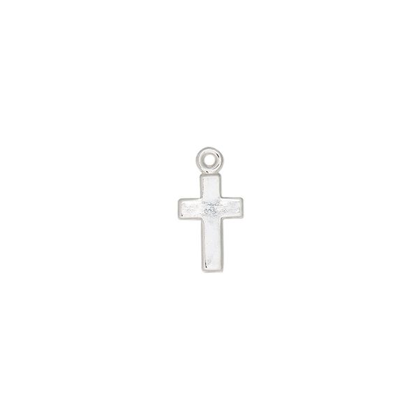 Drop, sterling silver, 10x7mm cross. Sold per pkg of 2. image number 0