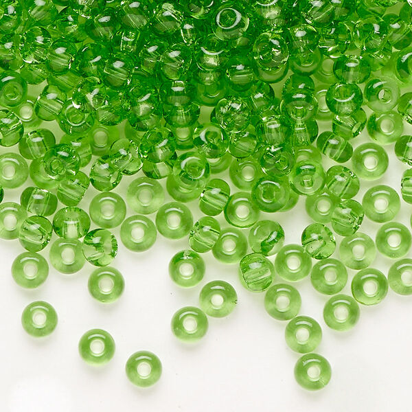 Seed bead, Preciosa Ornela Czech glass, pkg/50g, #6 rocaille, transparent light green, (50100). image number 0