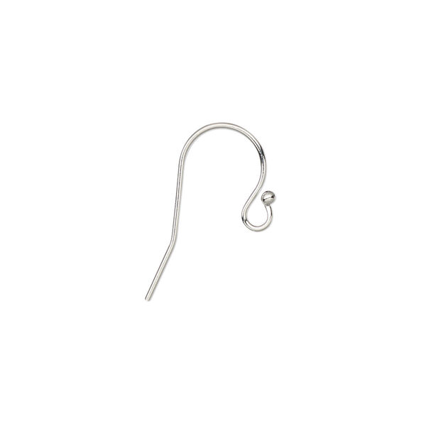 Ear wire, 14KtW white gold, 12mm fishhook with open loop and ball end, 22 gauge. Sold per pair. image number 0