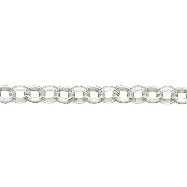 Chain, silver-plated brass, 5mm rolo. Sold per pkg of 5 feet. image number 0