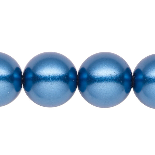 Pearl 1pk metallic blue, Celestial Crystal® 16mm round 15.5-16 inch image number 0