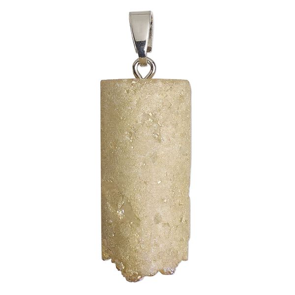 Druzy agate / copper 1pkg1, silver finished irregular rectangle pendant natural 32x16mm image number 0