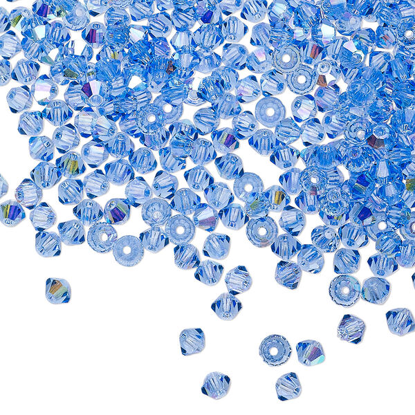 Bead 1440pk sapphire AB, Preciosa Czech crystal 3mm bicone image number 0