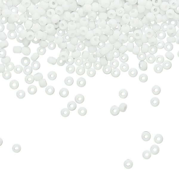 Seed bead, TOHO BEADS®, glass, pkg/50g, #11 round, opaque frosted white (TR-11-41F). image number 0