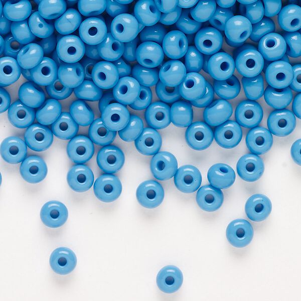 Seed bead, Preciosa Ornela, glass, opaque turquoise, #6 rocaille. Sold per 500-gram pkg. image number 0