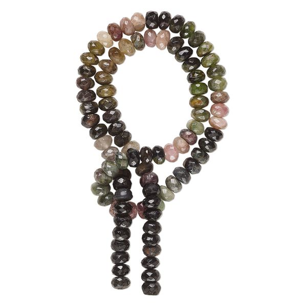 Multi-tourmaline 1pkg1, hand-cut faceted rondelle bead natural 15 inch 5x3mm-7x5mm image number 0
