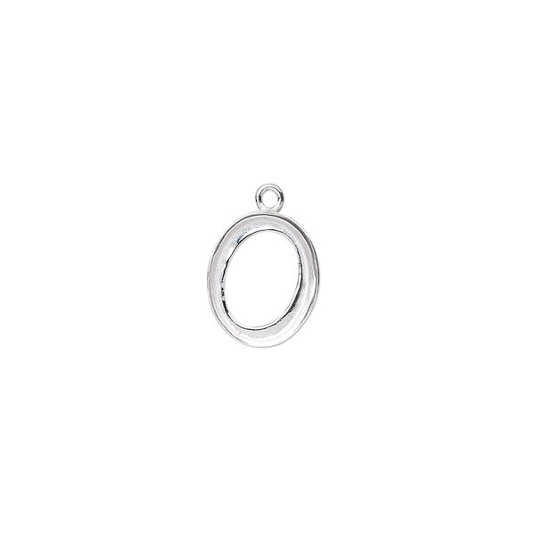 Drop, fine silver, 11x9mm oval with 10x8mm oval bezel setting. Sold per pkg of 2. image number 0