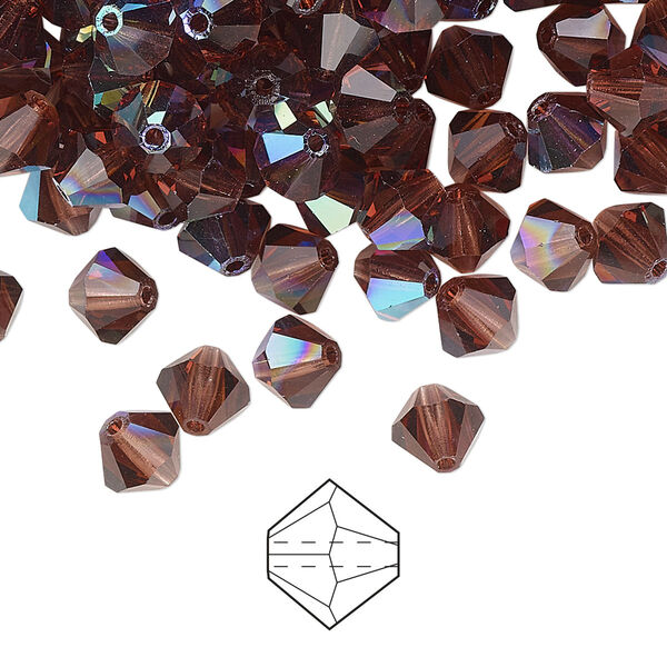 Bead 288pk light burgundy AB, Preciosa Czech crystal 6mm bicone image number 0