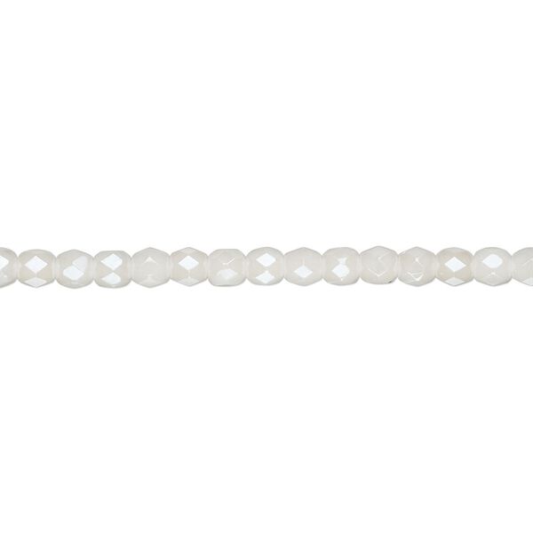 Bead, Czech fire-polished glass, light ivory luster, 3mm faceted round. Sold per pkg of 1,200 (1 mass). image number 0