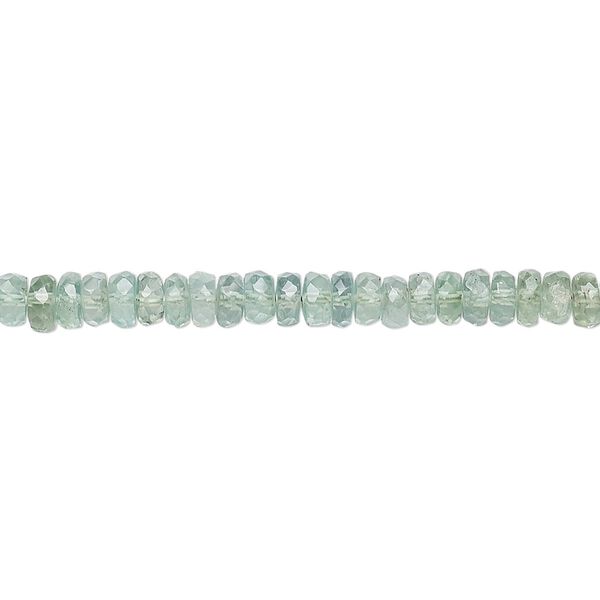 Mint green kyanite 1pkg1, hand-cut faceted rondelle bead natural 8 inch graduated 3x1mm-4x2mm image number 0