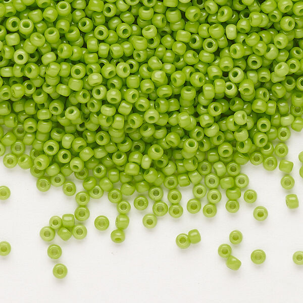 Seed bead, Dyna-Mites™, glass, pkg/1/2kg, #11 round, opaque lime green, (745 11/0 RR). image number 0