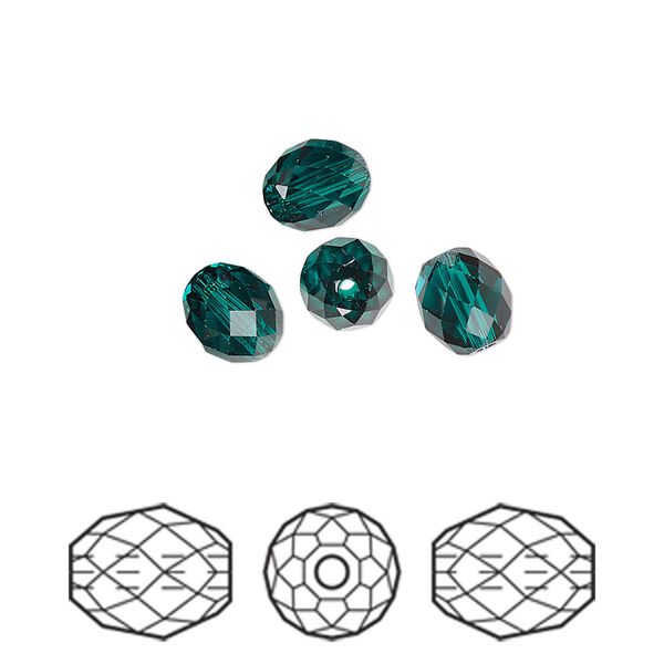 Bead 4pk emerald, Crystal Passions® 7x6mm olive briolette 5044 image number 0