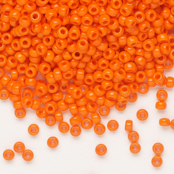 Seed bead, Miyuki, glass, pkg/50g, #8 rocaille, opaque orange, (RR-406). image number 0