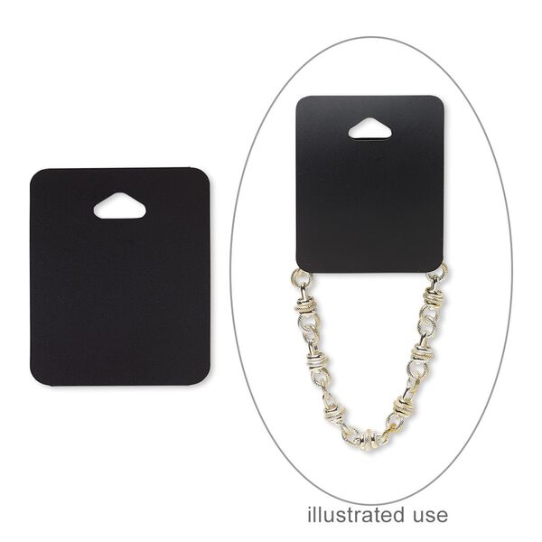 Necklace / bracelet card, plastic, black, 2-1/2 x 2 inches assembled. Sold per pkg of 100. image number 0