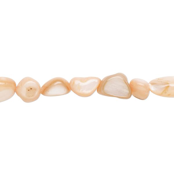 Bead, mother-of-pearl shell (dyed), soft pink, small to large pebble, Mohs hardness 3-1/2. Sold per 30-inch strand. image number 0