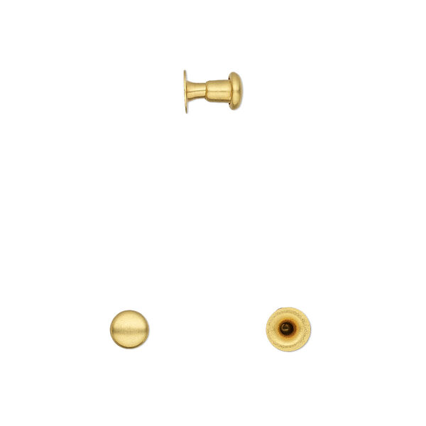 Rivet, TierraCast®, gold-plated brass, 5x4.5mm with 2.4mm shank and 1.5mm inside diameter, fits up to 2.5mm hole. Sold per pkg of (10) 2-piece sets. image number 0