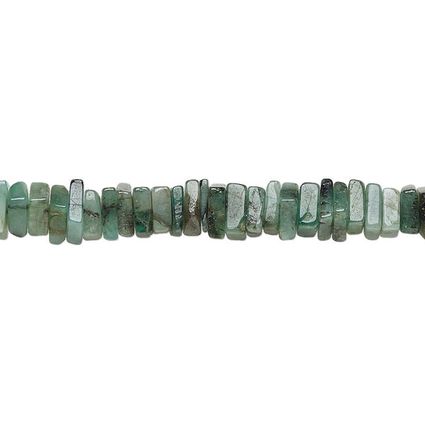 Emerald 1pkg1, hand-cut square rondelle bead 8 inch 4x1mm-6x2mm image number 0
