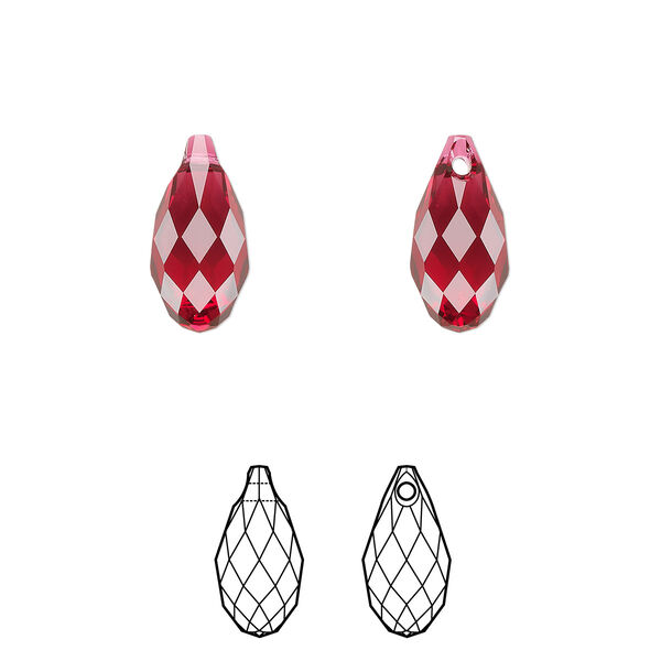 Briolette 144pk scarlet, Swarovski® 13x6.5mm pendant drop 6010 image number 0