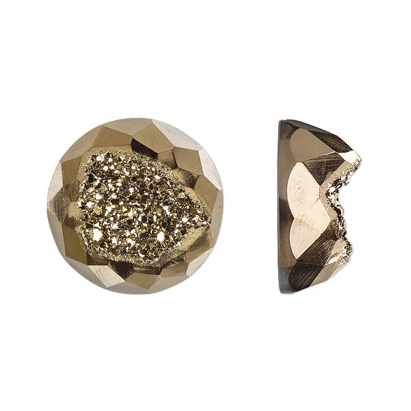 Druzy agate 1pkg1, hand-cut calibrated faceted round cab 16mm image number 0