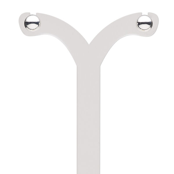 Earstud, sterling silver, 6mm half-round with post. Sold per pair. image number 0