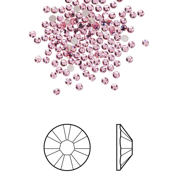 Flat back 144pk light rose foil back, Crystal Passions® 1.7-1.9mm rose round SS5 2058 image number 0