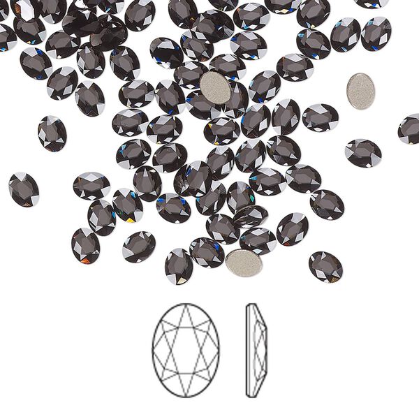 Flat back 12pk graphite foil back, Crystal Passions® 4x3mm oval 2603 image number 0
