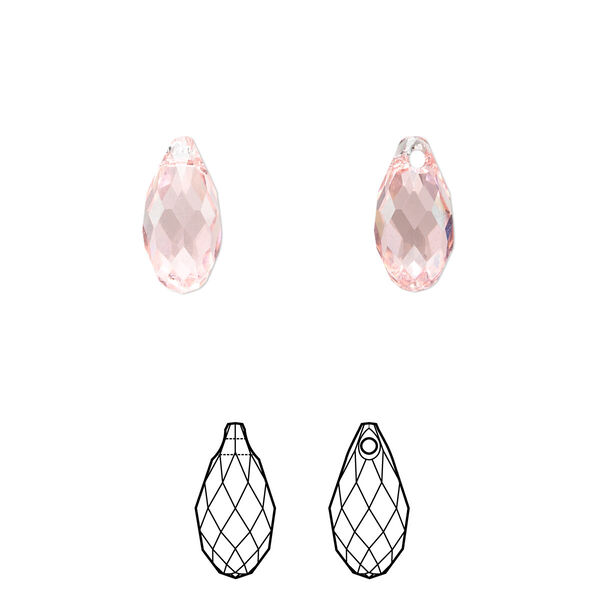 Briolette 144pk light rose, Swarovski® 11x5.5mm pendant drop 6010 image number 0