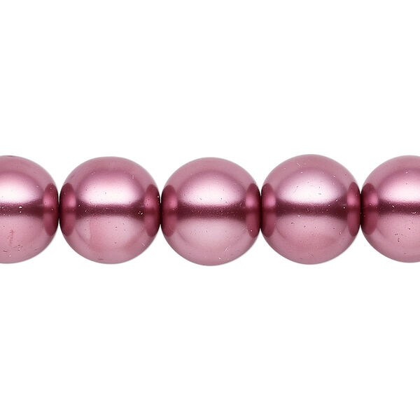 Bead, glass, opaque dusty rose, 11-12mm round. Sold per 15-1/2" to 16" strand. image number 0