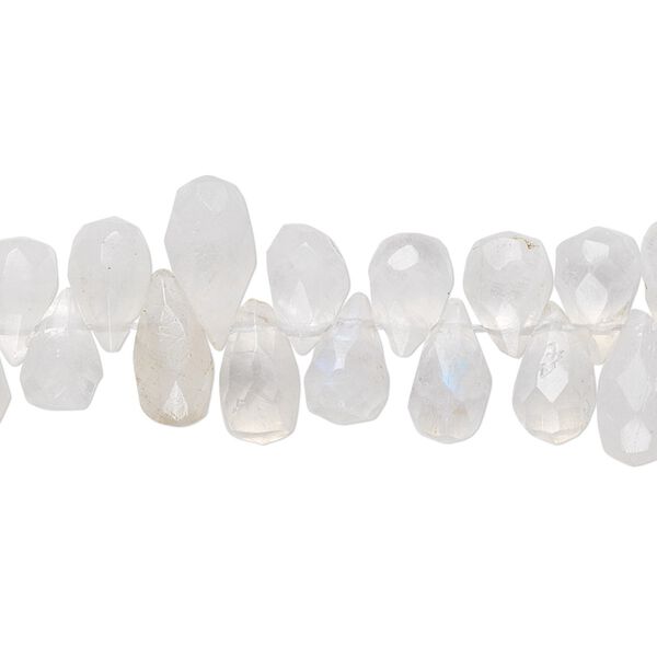 Rainbow moonstone 1pkg1, hand-cut top-drilled faceted briolette bead natural 15.5-16 inch 6x4mm-11x5mm image number 0