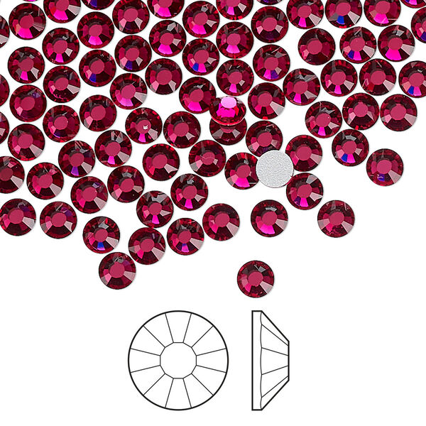 Flat back 1440pk ruby foil back, Preciosa Viva 12® Czech crystal rhinestone 3.8-4mm chaton rose round SS16 image number 0
