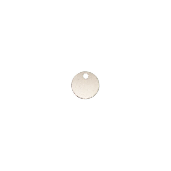 Drop, sterling silver, 7mm flat round. Sold per pkg of 2. image number 0