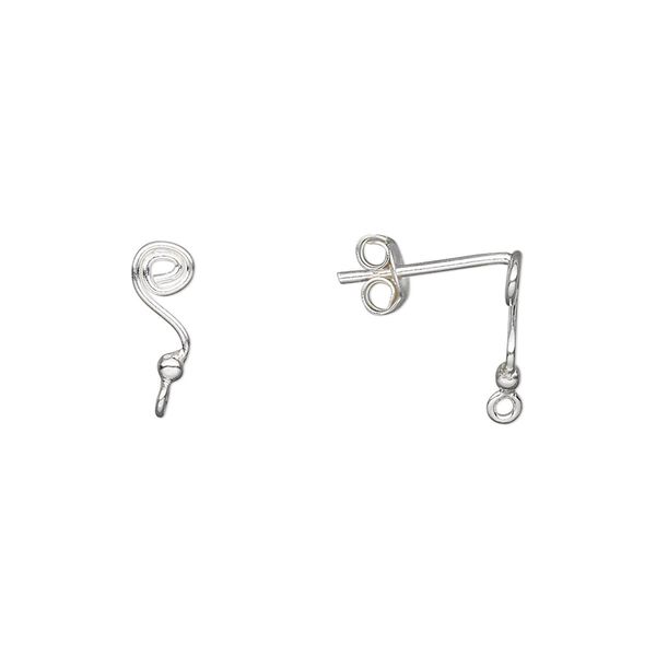 Earstud 1pkg2 sterling silver, 9mm spiral / closed loop, 1 pair image number 0