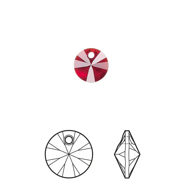 Drop 144pk Siam, Swarovski® 8mm pendant mini disk 6428 image number 0
