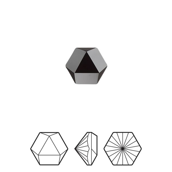 Fancy stone 2pk jet, Crystal Passions® 10.8x9.4mm prismatic hexagon 4699 image number 0