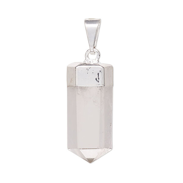 Quartz crystal / brass 1pkg1, silver-plated hand-cut faceted point pendant natural 20x10mm-25x12mm image number 0