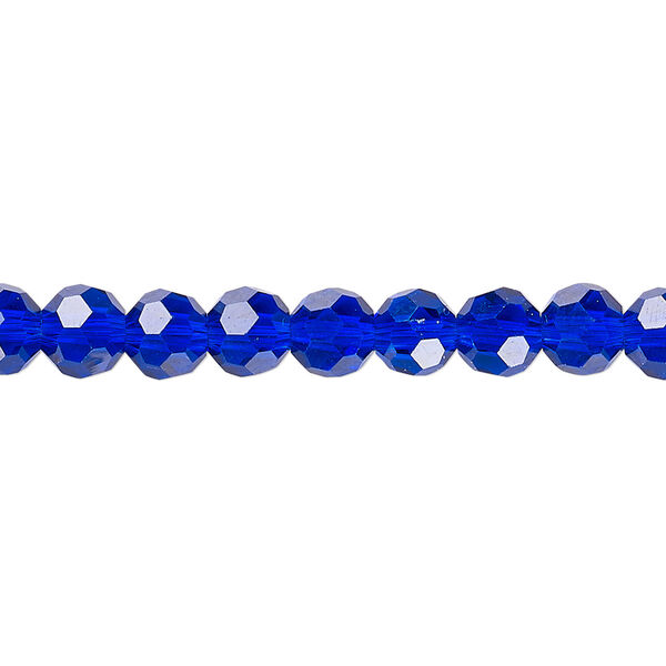 Bead 1pk 32 facets translucent cobalt blue, Celestial Crystal® 6mm round 15.5-16 inch image number 0