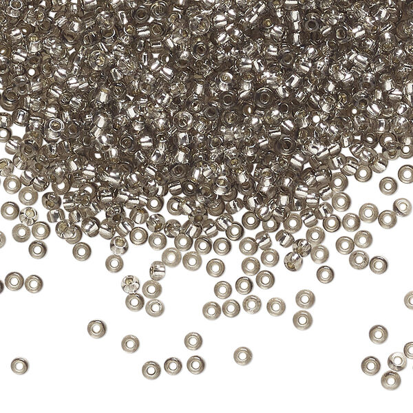 Seed bead, Preciosa Ornela Czech glass, pkg/50g, #11 rocaille, translucent solgel dyed silver-lined grey, (78141). image number 0