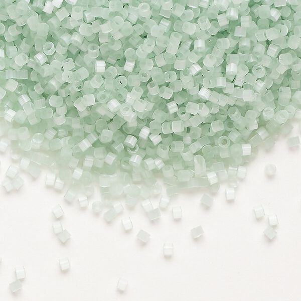 Seed bead, Delica®, glass, pkg/50g, #11 round, opaque silk glass enamel mint green (DB-0828-1). image number 0
